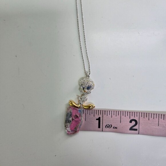 Vintage Danbury Mint Rare Tweety Bird Rhinestone Necklace 16" Adjustable - Picture 8 of 8